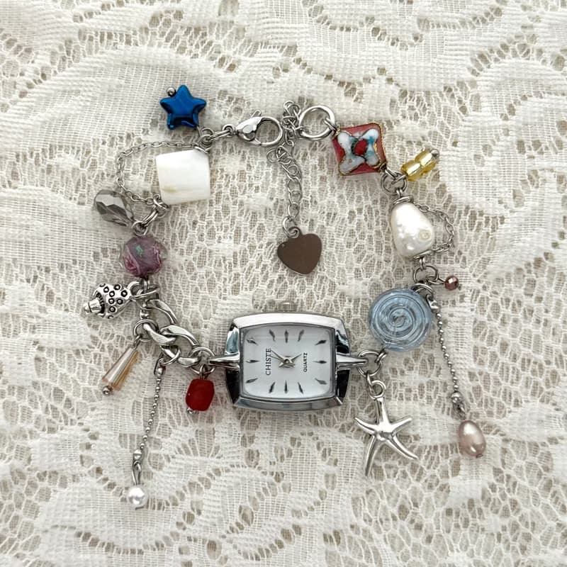 Upcycled Watch Bracelet – White