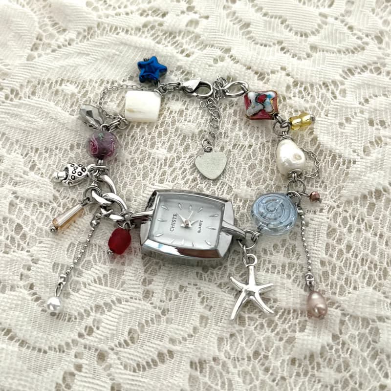 Upcycled Watch Bracelet – White