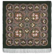 Pavlovo Posad Russian Shawl 100% Wool Scarf 125x125 cm Wrap Silk Fringe 1827-10