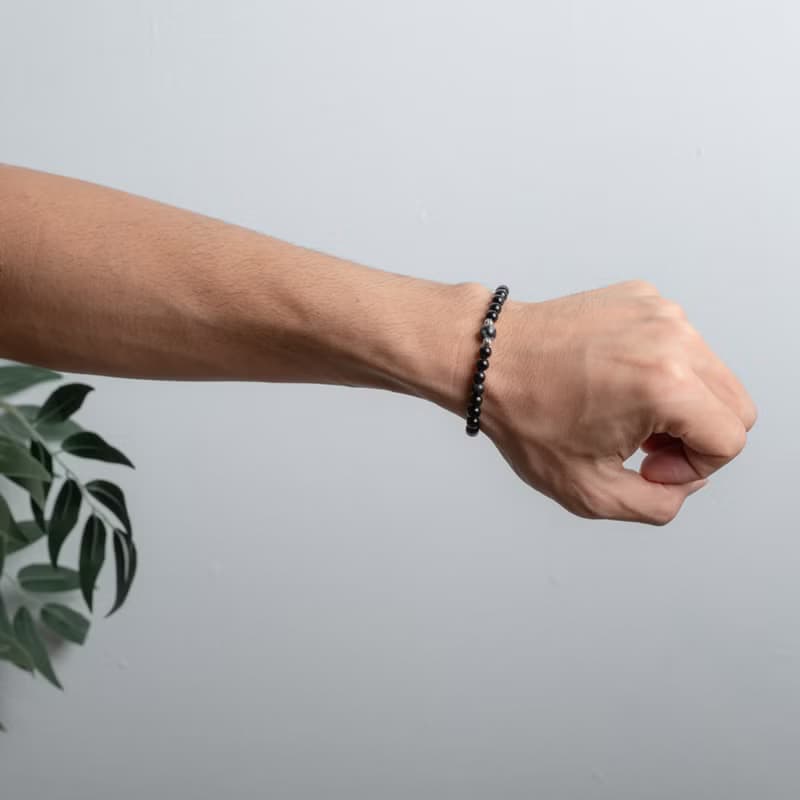 黑曜系列 6mm雪花石黑曜石單層手串