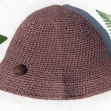 手工編織棉麻帽 編織帽 漁夫帽 遮陽帽 手編草帽 登山帽-拿鐵咖啡