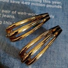 vintage jewelry  古典金色勾型夾式耳環