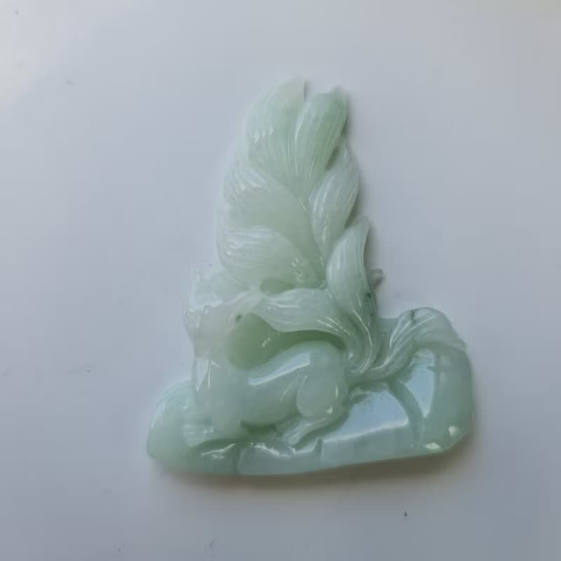 芙蓉種九尾狐吊墜 | 天然緬甸玉A貨翡翠