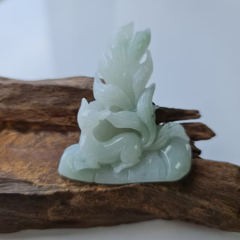 芙蓉種九尾狐吊墜 | 天然緬甸玉A貨翡翠