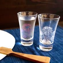 冷感花火グラス天開ペアセット　温度で色が変わる季節を楽しむ器