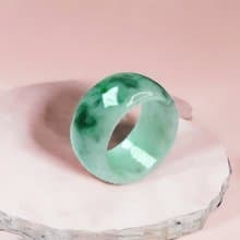 飄綠花翡翠扳指 | 國際19圍 | 天然緬甸A貨翡翠 | 送禮