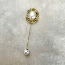 復古系列胸針帽針 | 古典花框鑲白珠 | 交換禮物
