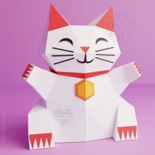 DIY Paper Maneki Neko 3D Papercraft Printable PDF