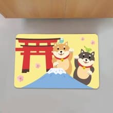 富士山 柴犬 仿羊絨地毯