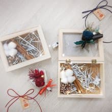 聖誕交換禮物小花束木盒/聖誕禮物/永生花/交換禮物/乾燥花束