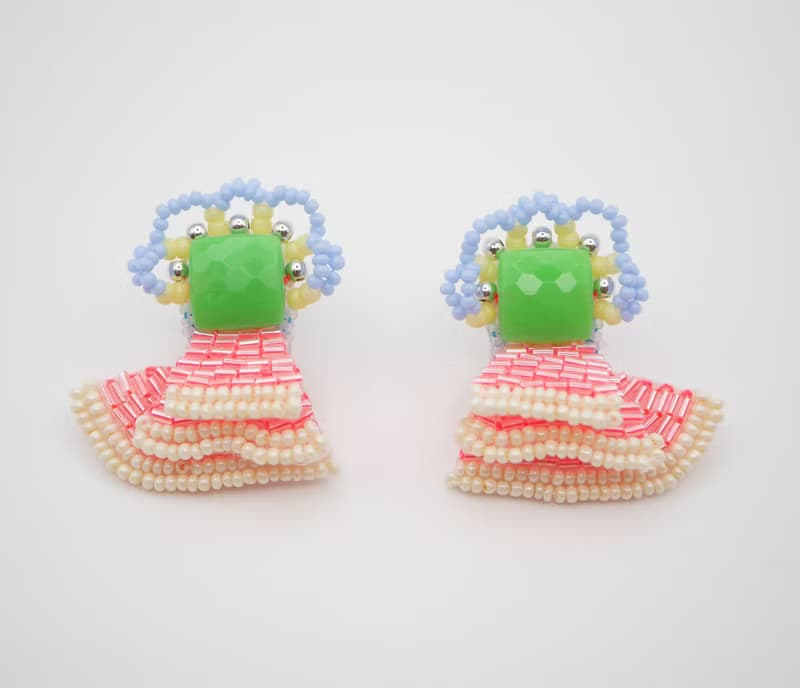 tsububu/ビーズ刺繍/微生物/ピアス/イヤリング/とんがりスカート