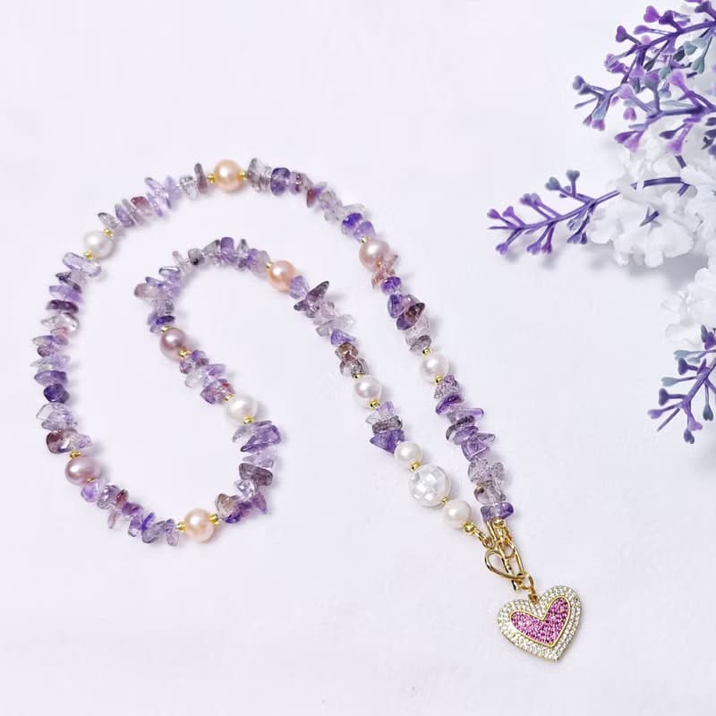 頂級超七水晶 隨型石 清透 七脈輪 珍珠螺鈿 3圈手鍊項鍊2用 禮物