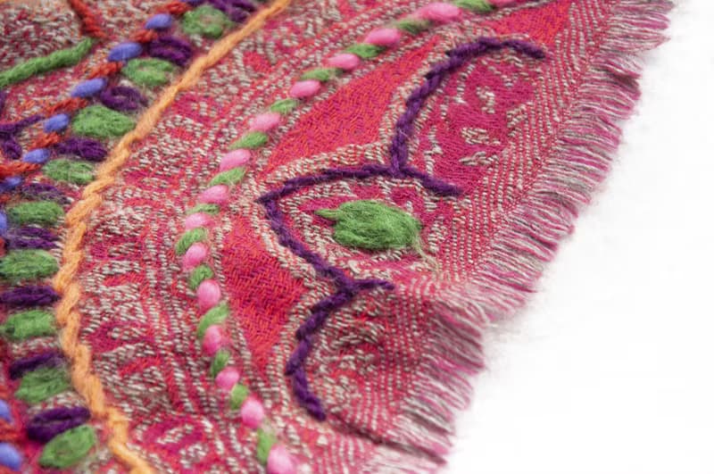 花朵圍巾 禦寒 保暖 露營必備 野餐布 羊毛蓋毯 刺繡羊毛披肩/針織蓋毯/羊絨披巾/喀什米爾Cashmere 聖誕禮-花