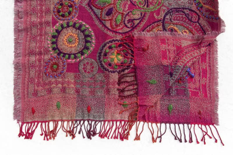 花朵圍巾 禦寒 保暖 露營必備 野餐布 羊毛蓋毯 刺繡羊毛披肩/針織蓋毯/羊絨披巾/喀什米爾Cashmere 聖誕禮-花
