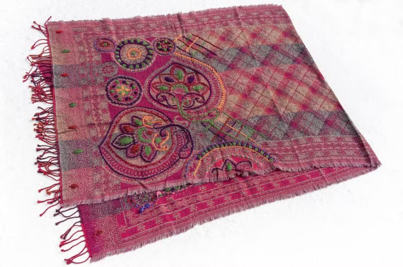 花朵圍巾 禦寒 保暖 露營必備 野餐布 羊毛蓋毯 刺繡羊毛披肩/針織蓋毯/羊絨披巾/喀什米爾Cashmere 聖誕禮-花