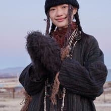 復古文青 羊毛混紡保暖手套