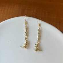 14K包金 金色小鑽復古麻雀耳環 小鳥耳環 耳夾 14KGF