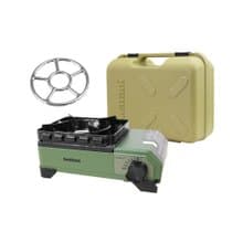 【Iwatani岩谷】小軍綠防風迷你磁式瓦斯爐2.3kW-附收納盒&爐架
