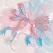水晶緞帶蝴蝶結 全手工製作 *看敘述* 不對稱療癒系耳環 耳夾SS23