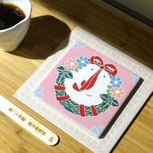 20孩子的笑容 粉紅 花磚吸水杯墊 (台灣花籤#20)