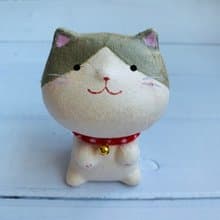 幸福多良福貓-迷你尺寸-和紙灰色貓 招財貓