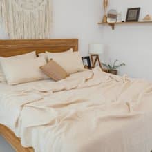 Beige linen flat sheet / Linen bedsheet / Softened stonewashed linen sheet