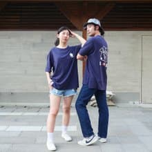 復古 T-shirt - 搖搖 - 藏青色