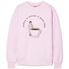 coffee good idea 中性大學T 刷毛 淺粉 秋冬禮物快速咖啡瘋設祭