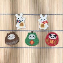 【豐收祈福】達摩/兔/柚/栗/燙貼 刺繡貼紙 行李箱貼紙