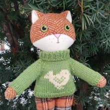 Red cat boy, handmade stuffed cat, kitten wool plush doll