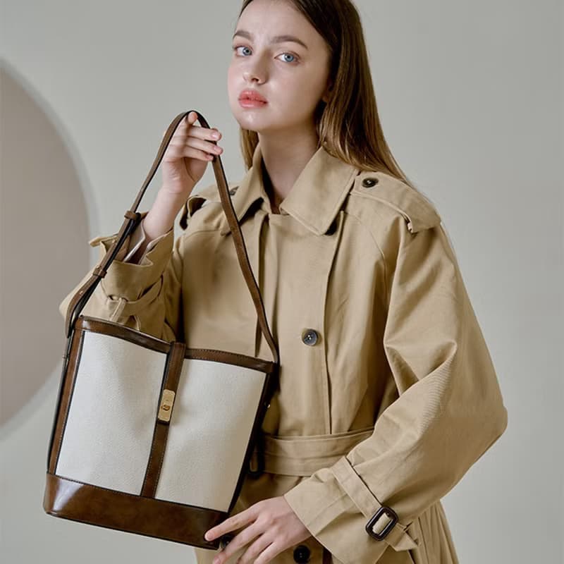 韓國KIMMY BAG | 帆布/灰褐色 | 大容量 手袋 單肩包 水桶包