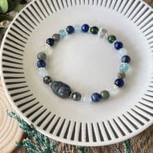 勇敢黑拉長石貔貅彈性手鍊