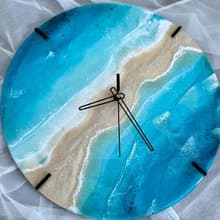 Aizen Beach wall clock, resin ocean clock with sea shell 壁飾 掛鐘 藍染 女 禮物 入厝禮物