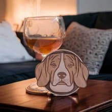Beagle Wooden Coaster Set – Beagle Dog Breed Designs on Wooden Drink Coasters