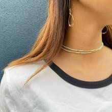 【3way】　ビーズネックレス　マグネット着脱　　emerald green