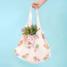 水果袋子 80s復古昭和 水果小象收納袋 刺繡布藝