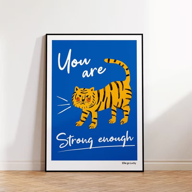 Art print/ Blue Tiger / Illustration poster A4 A3 A2