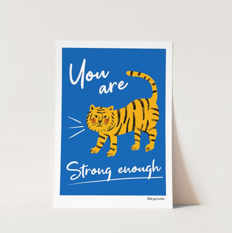Art print/ Blue Tiger / Illustration poster A4 A3 A2