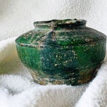 中國 漢綠釉陶罐 │紋飾秀美 氣勢磅薄 細蟹文開片