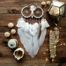 Owl dream catcher, White dreamcatcher, White nursery decor, Bedroom wall hanging