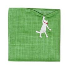 HIKKOMI 猫　グリーン　ハンカチ　41×41cm　綿50% 麻50%　日本製　ギフト