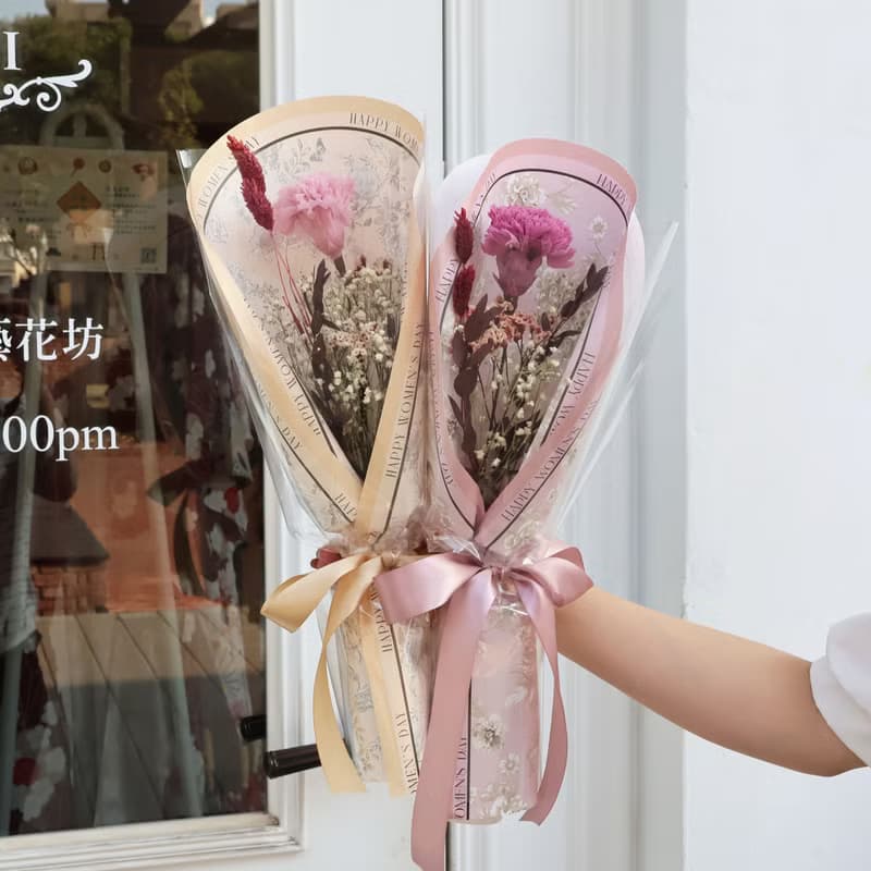 復古碎花母親節康乃馨永生花束  永生花 乾燥花 母親節 母親節花