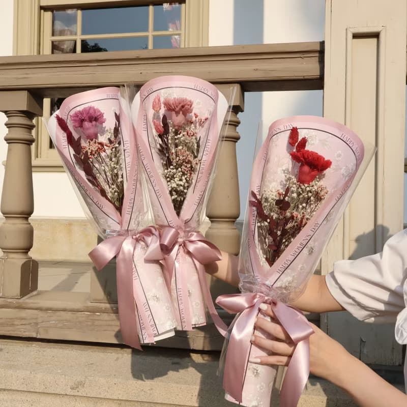 復古碎花母親節康乃馨永生花束  永生花 乾燥花 母親節 母親節花