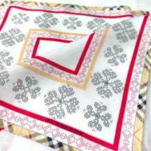 Burberry Vintage Scarf Snowflake & Check Edge 20 x 19.5 inches
