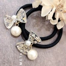 PUREST HOME 蝴蝶結 珍珠 花語 髮圈二入/附禮盒 情人節 禮物