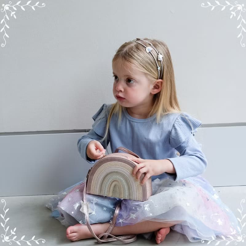 英國Mimi & Lula AW25_夢幻王國_粉嫩彩虹側背包