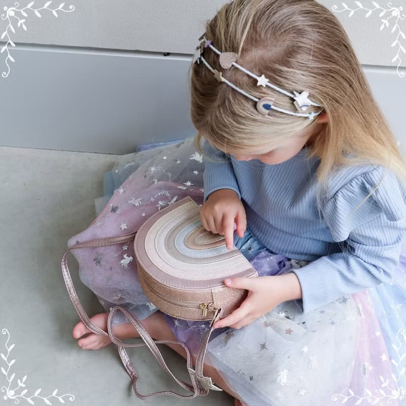 英國Mimi & Lula AW25_夢幻王國_粉嫩彩虹側背包