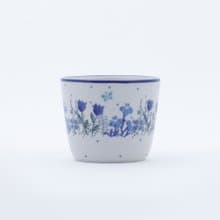 波蘭陶 禮盒  馬克杯 豬口杯-150ml-高6.5cm-可愛搖曳的小花-藍