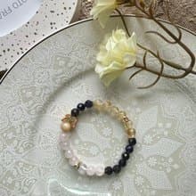 黃金蝴蝶招財粉色彈性手鍊