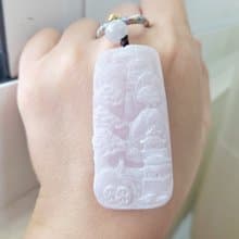 【純翠】天然翡翠 冰紫全透種水美山水牌 養成系 附臺灣證書
